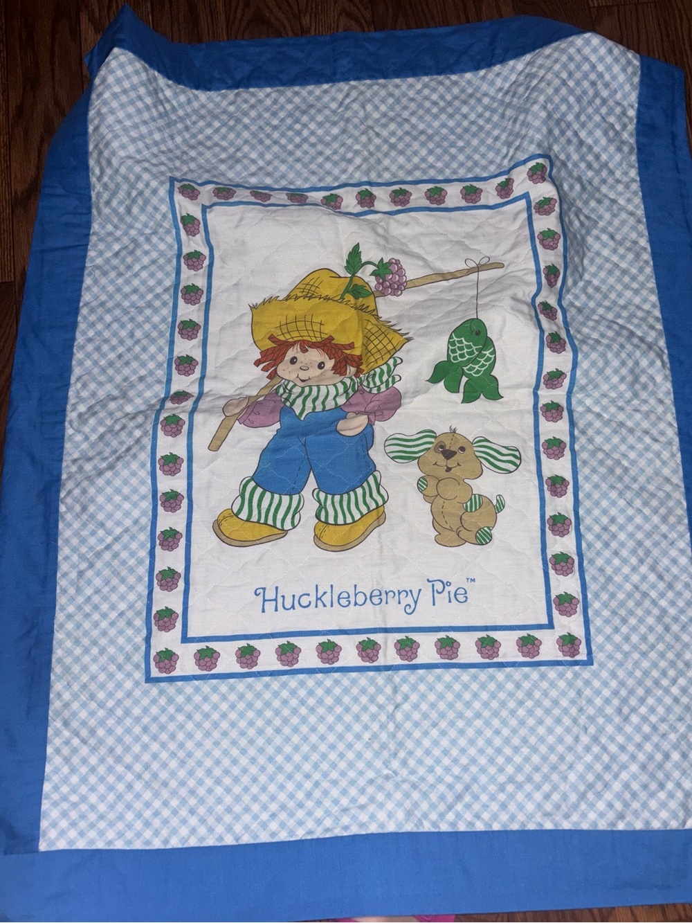 Vintage Huckleberry Pie Baby Quilt Strawberry Shortcake Friend Blanket Lovey